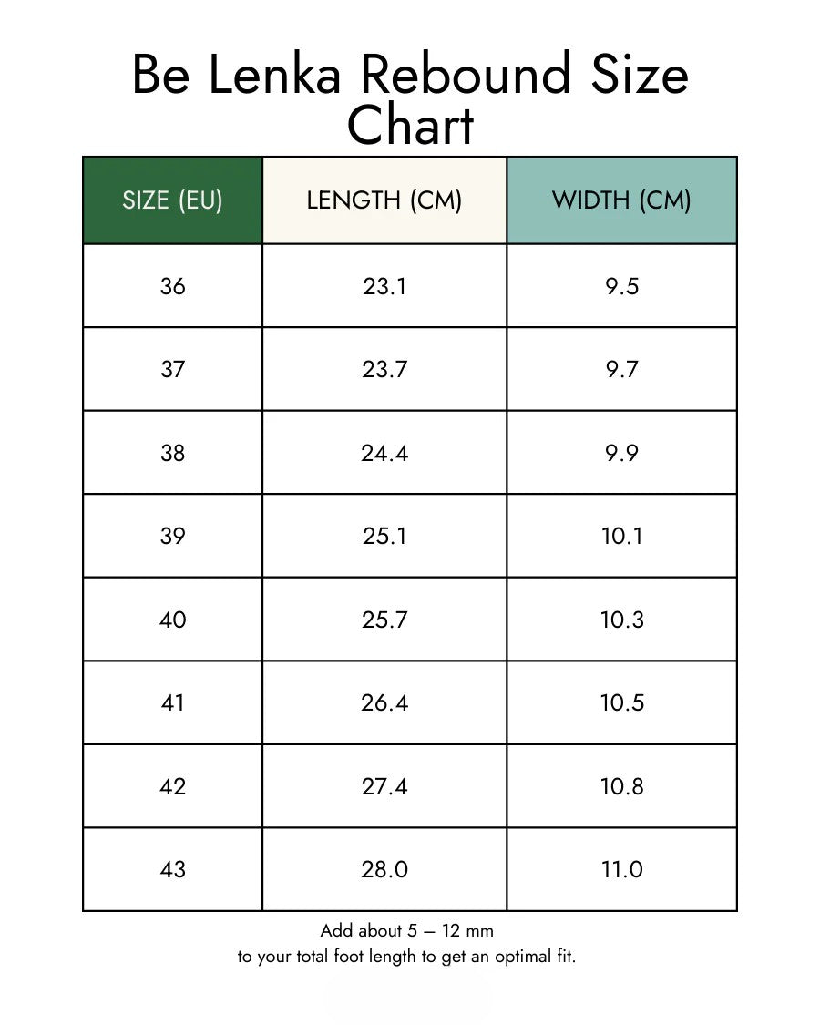 Size Chart - Enlarged