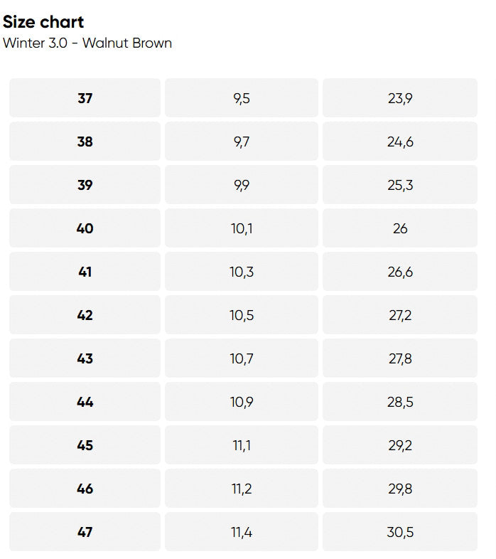 Size Chart