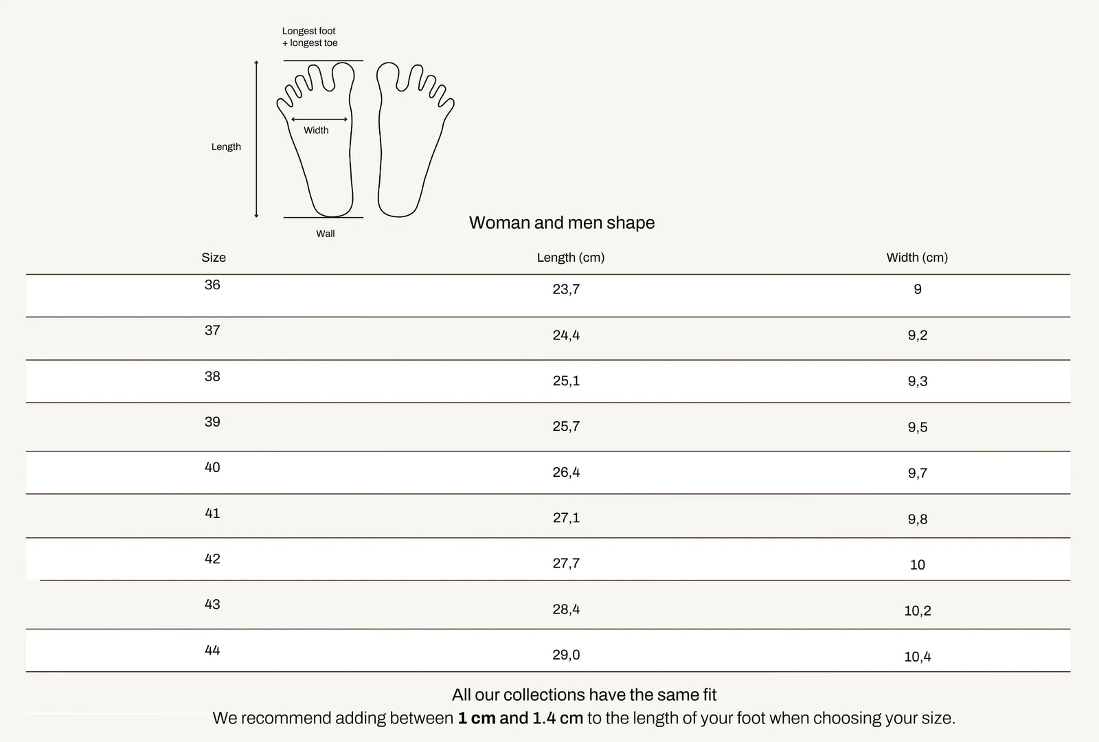 Size Chart - Enlarged