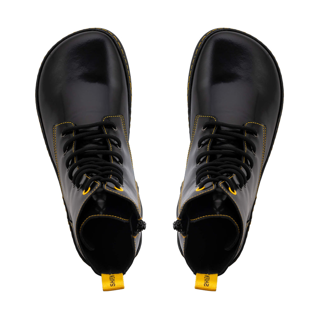 Shapen Maverick Barefoot Boots - Black Yellow Premium Leather