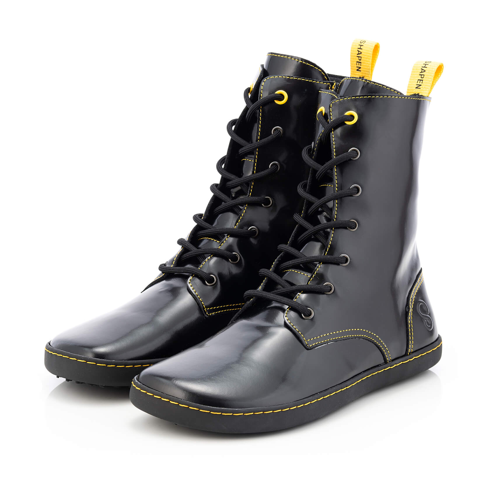 Shapen Maverick Barefoot Boots - Black Yellow Premium Leather