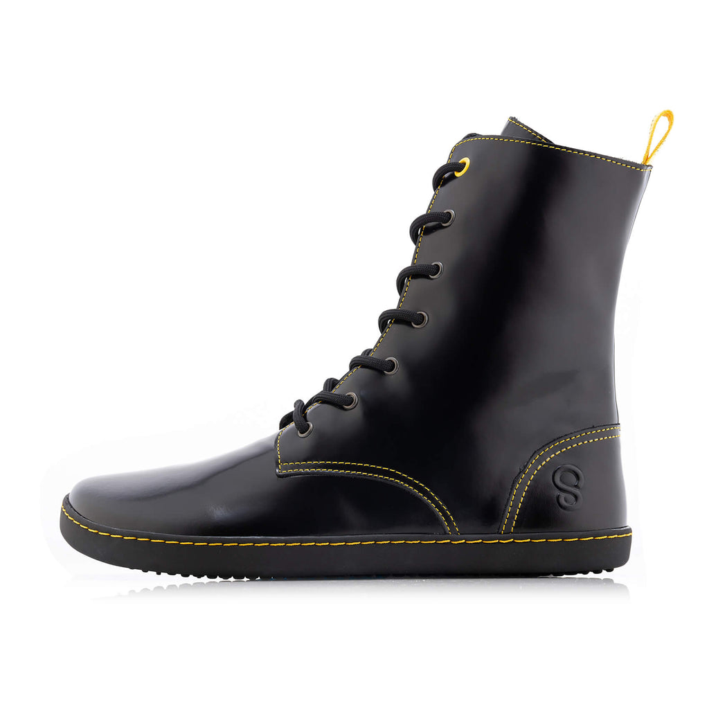 Shapen Maverick Barefoot Boots - Black Yellow Premium Leather