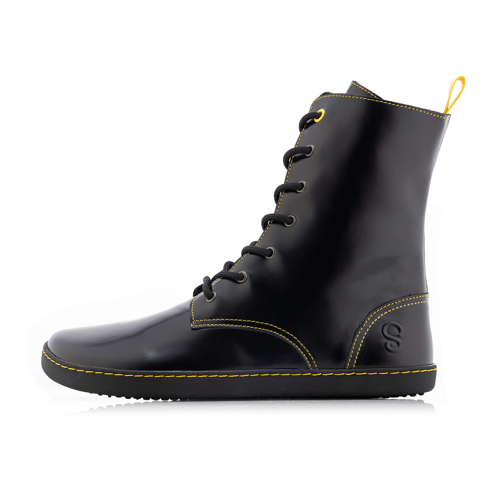 Shapen Maverick Barefoot Boots - Black Yellow Premium Leather